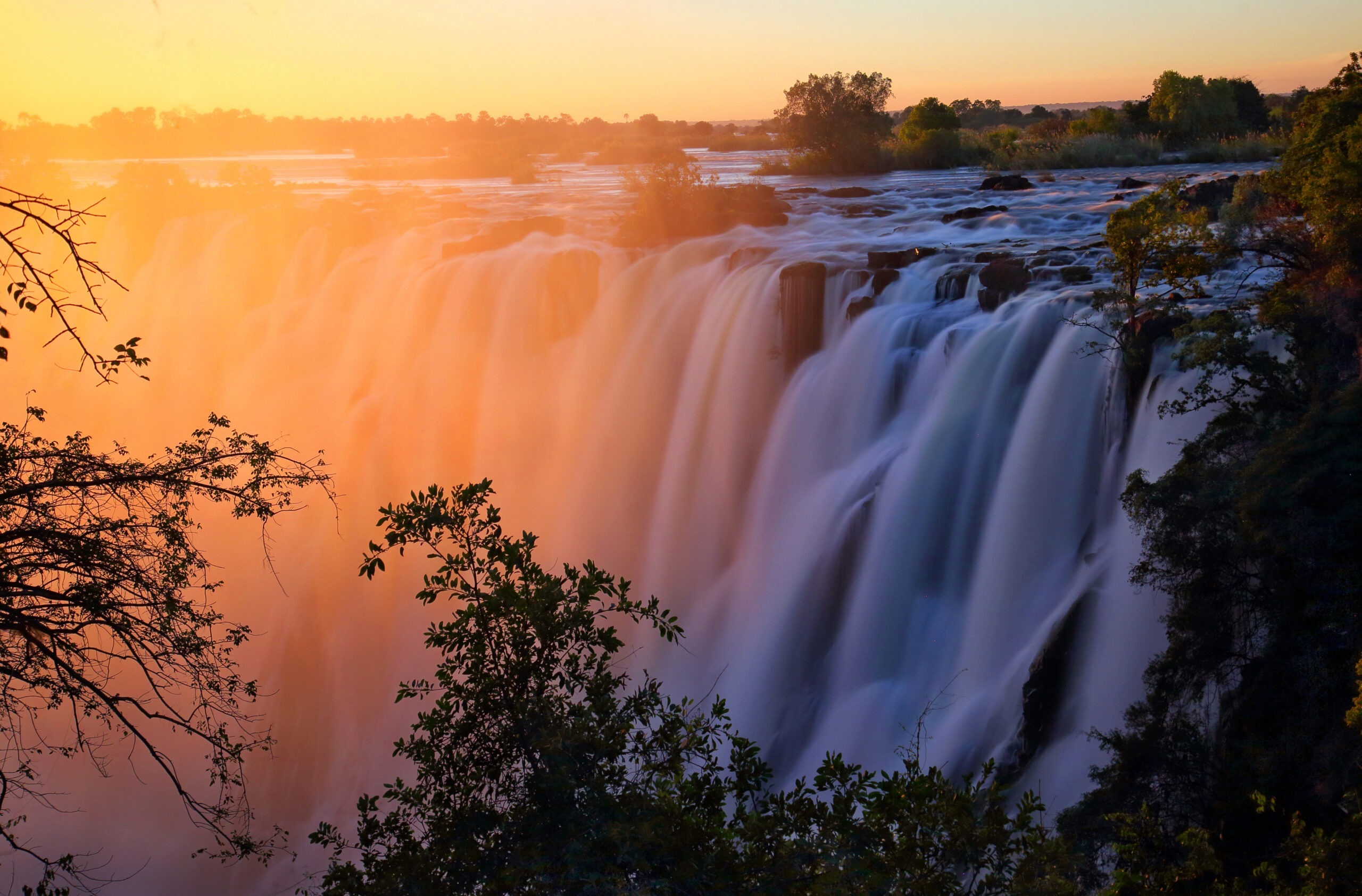 Victoria Falls at sunset. Zambia
